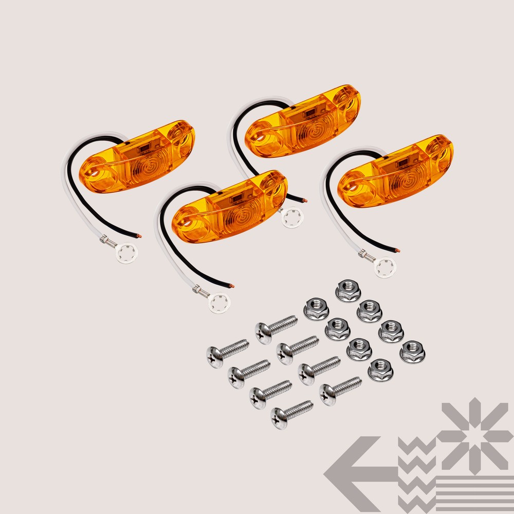 4pc 2.5" Amber LED Side Marker Light for Trailers DOT FMVSS 108 SAE P2