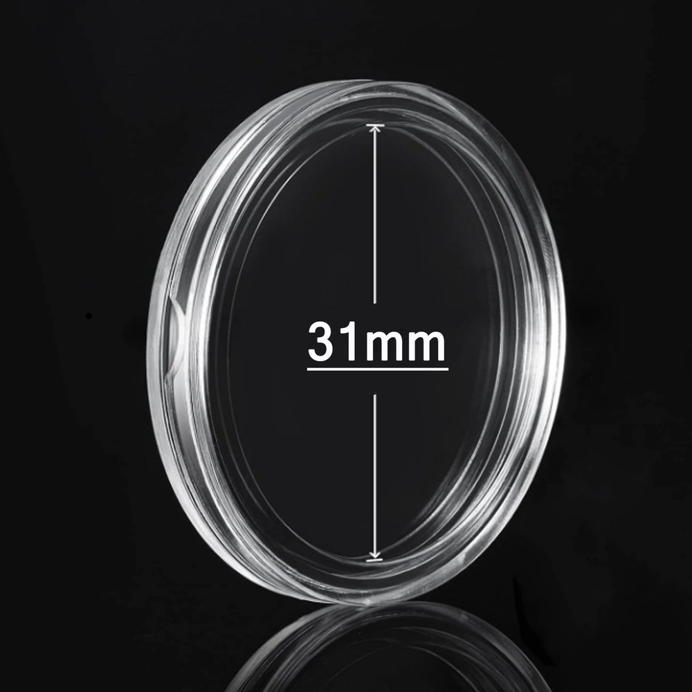 MUDOR Coin Holders for Half Dollar, 100 Pack Storage Cases 31mm, clear