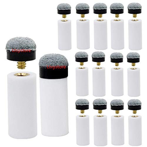 30 Pack 13mm Soft Grey Billiard Cue Tips - Durable Screw-On Pool Cue Replacement