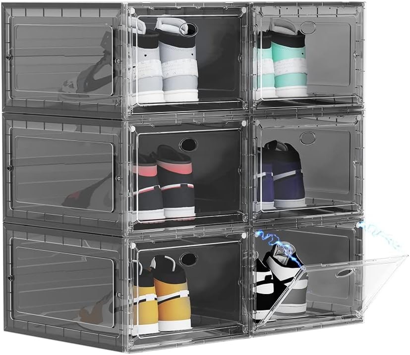 US 15 Clear Entryway Shoe Storage Boxes Stackable XXL 8 Pack Clear Shoe Boxes