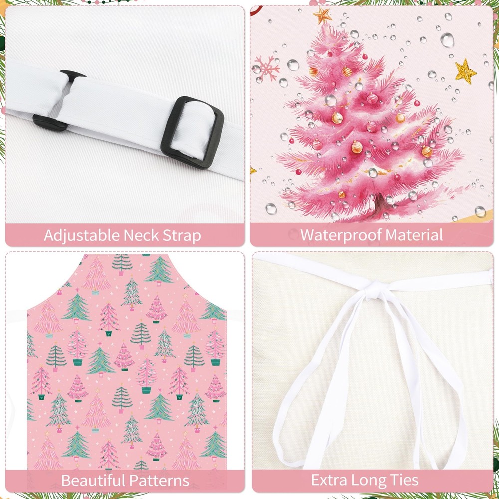 6 Pcs Christmas Aprons - Xmas Kitchen Aprons with Adjustable Neck Strap - Wat...