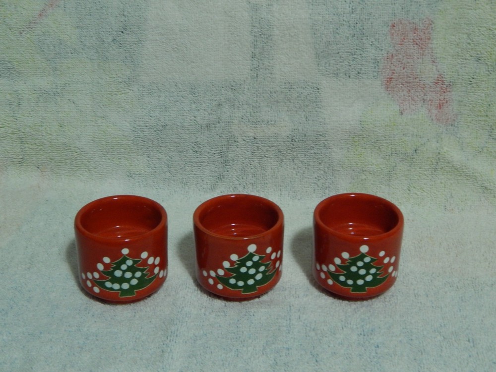 Waechtersbach ~ Three Ceramic Candle Holders ~ Christmas Tree ~ Holiday Decor