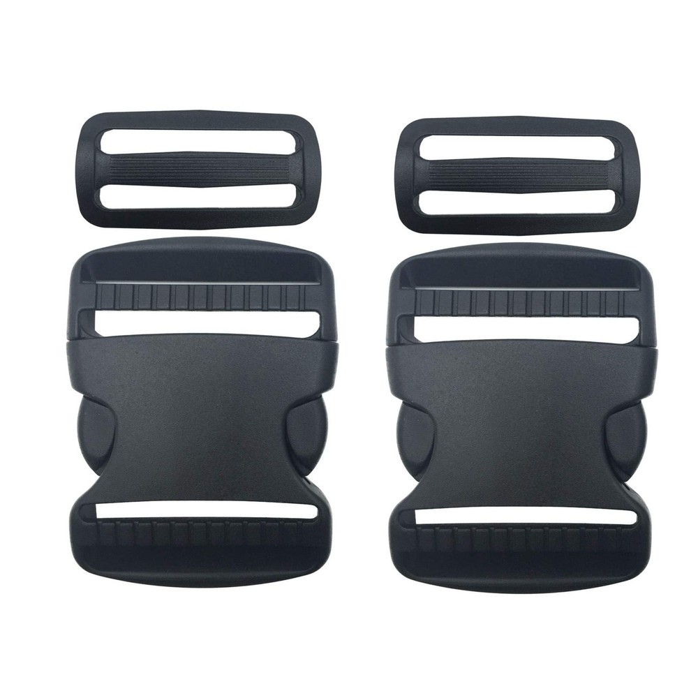 EesTeck 2 Set 2 Inch Flat Dual Adjustable Plastic Quick Side 2"-2 Pack, Black