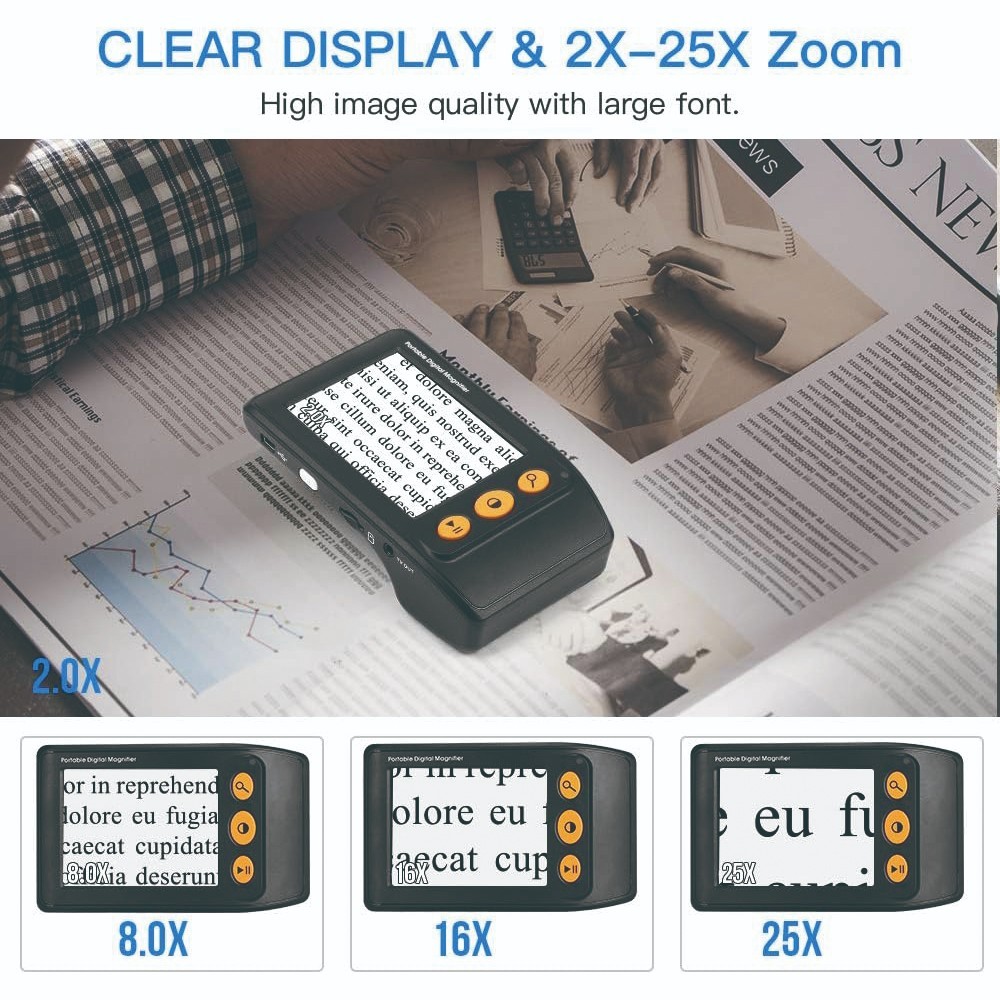 3.5inch Digital Video Magnifier Handheld Electronic Focus Reading Low Vision Aid