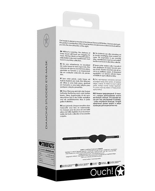 Shots Ouch Diamond Studded Eye Mask Black