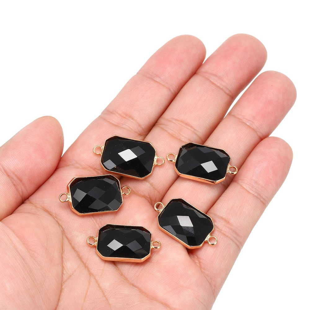 Birthstone Connector Link, 5Pcs Diamond Links Rectangle, Black