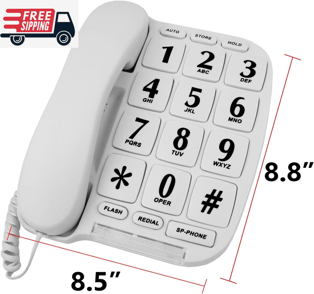 Big Button Phone for Wall or Desk with Speaker and Memory