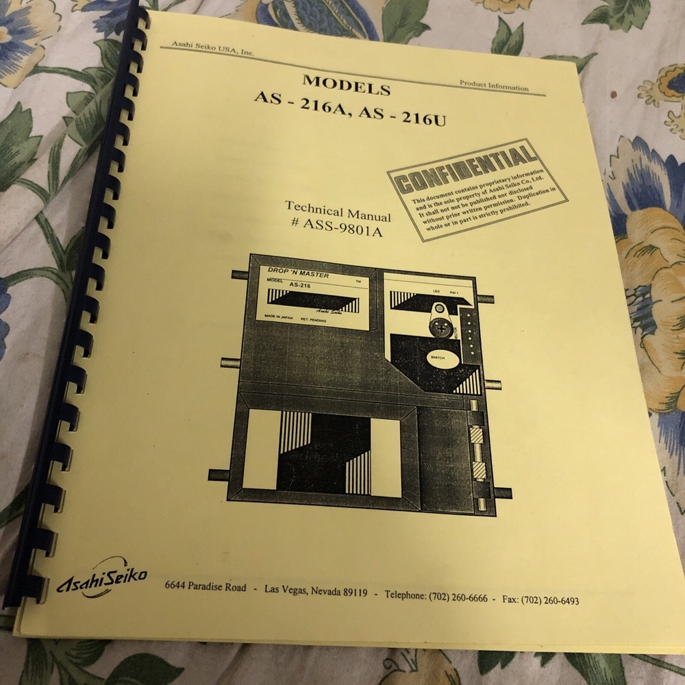 Asahi Seiko Technical Manual # ASS-9801A Drop’ n Master Coin Selector