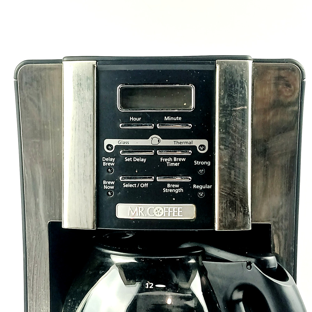 Mr. Coffee 12 Cup Coffee Maker Programable Black/Chrome Needs Cleaned Works Exc