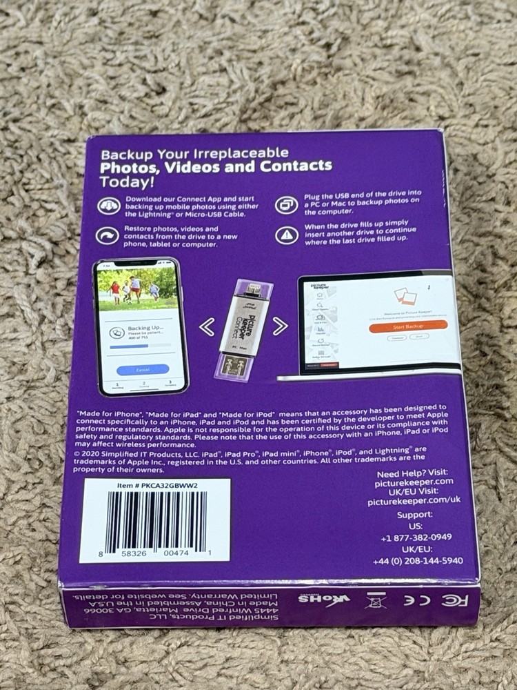 Picture Keeper Connect Back Up for Iphone Ipad Android & Computer 32GB NEW