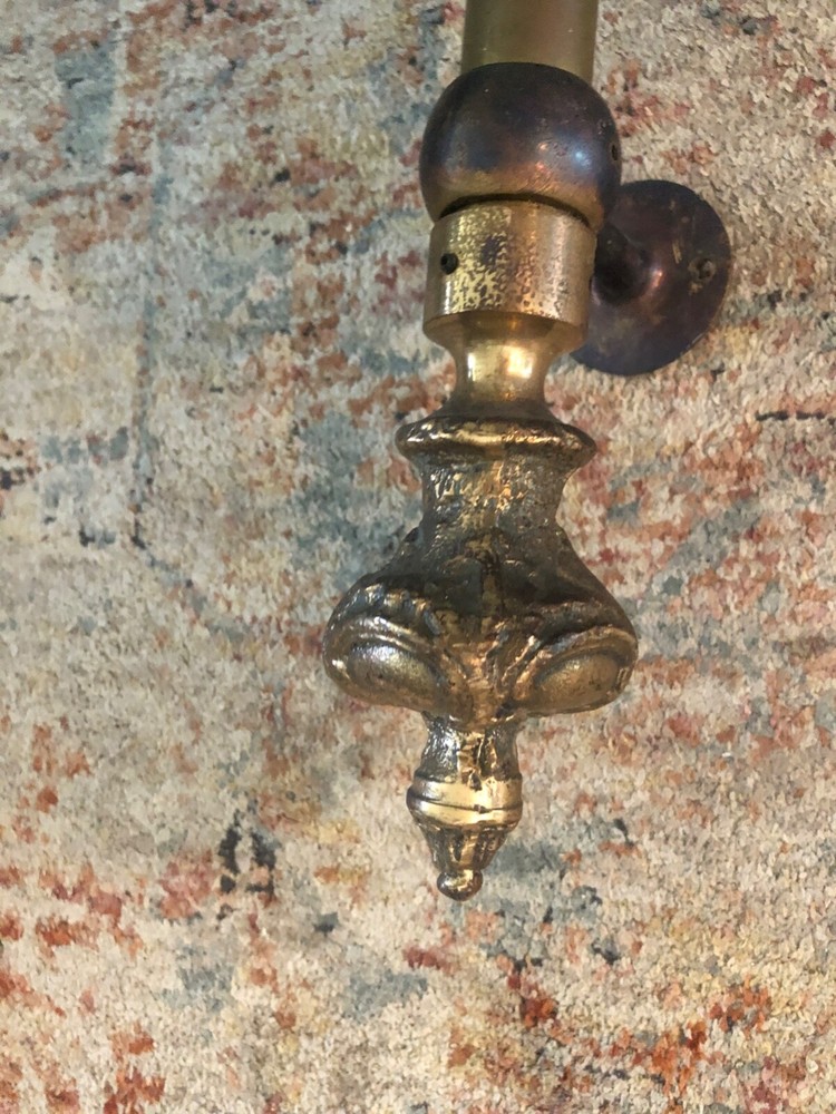 Vintage Brass Rail with Embossed Finial Ends 59" Long