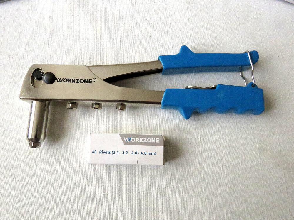 ALDI WORKZONE POP RIVET TOOL . ARROW RH 200 STYLE + ASSORTED RIVETS. NEW UNUSED.