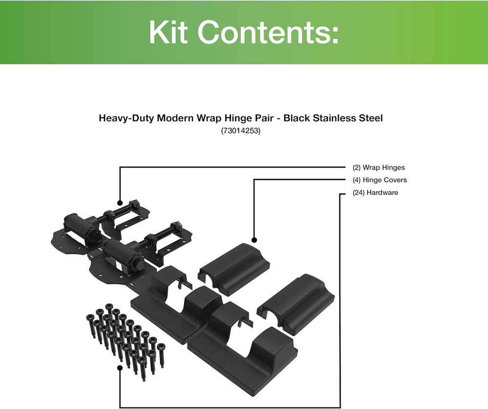 73014253 Heavy-Duty Modern Wrap Hinge Pair, Black