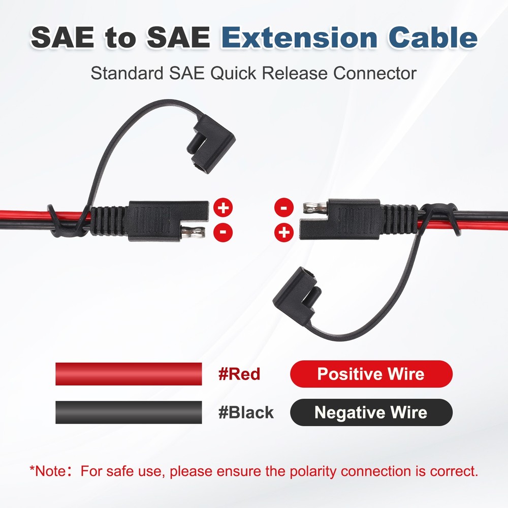 2pcs SAE Extension Cable, 16 AWG Quick Disconnect SAE Cable Wire Harness, 2ft