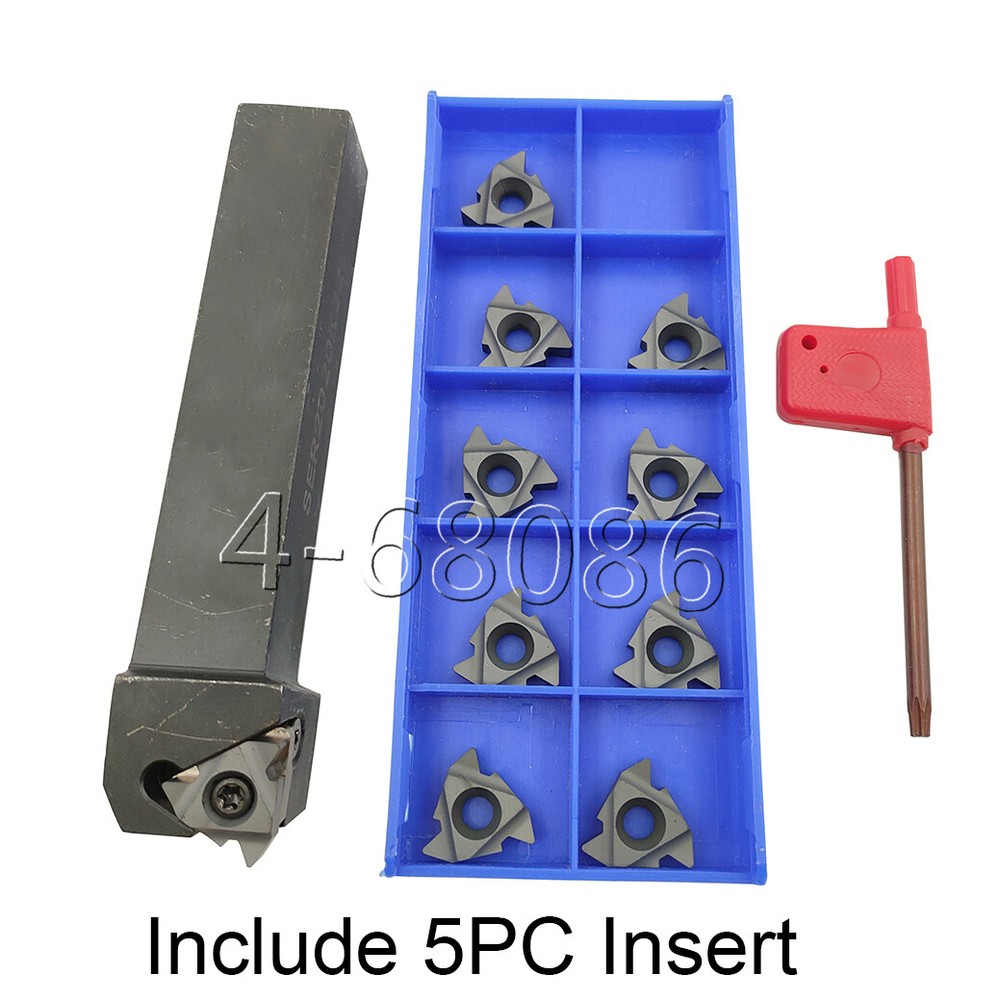 5PC Carbide inserts 22ER N60 + SER2020K22 Threade Turning Tool indexable holders