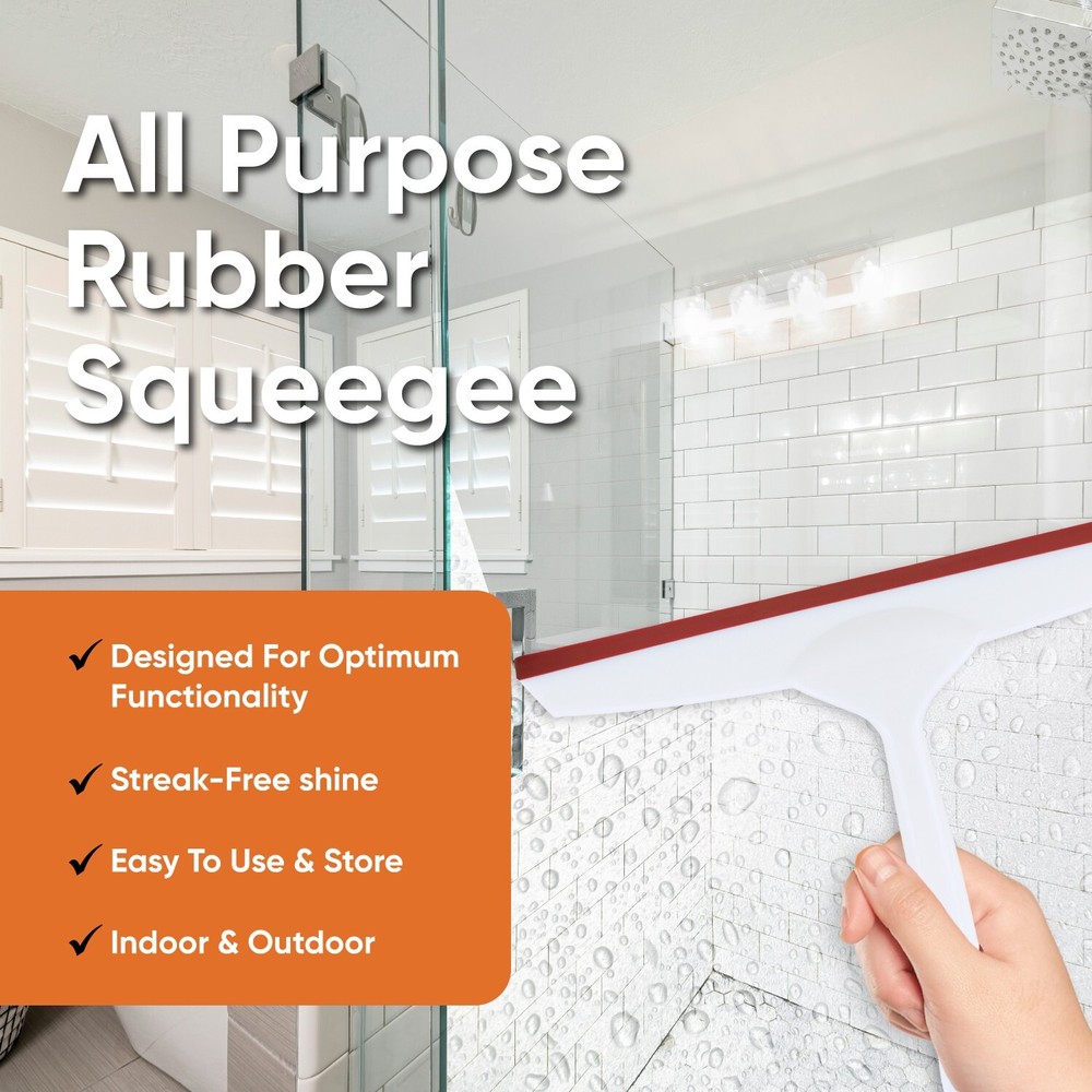 Superio 10" Window Rubber Squeegee with Hanging Loop, 2 pack Red and Grey