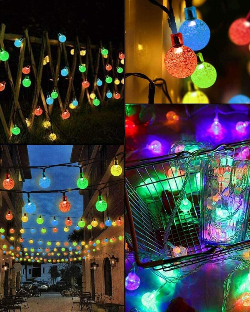 Solar String Lights Outdoor 25ft 40 Led String Lights 8 Modes Crystal Ball IP65
