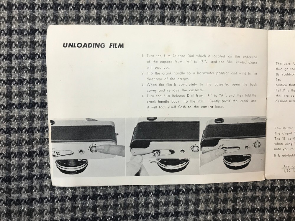 Vintage Yashica 35 Instruction Booklet