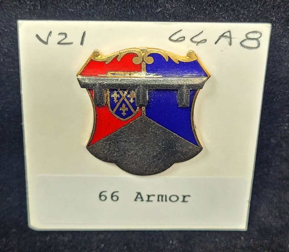 US 66th Tank Armored Regiment Crest Pin, V21 Excellent Condition