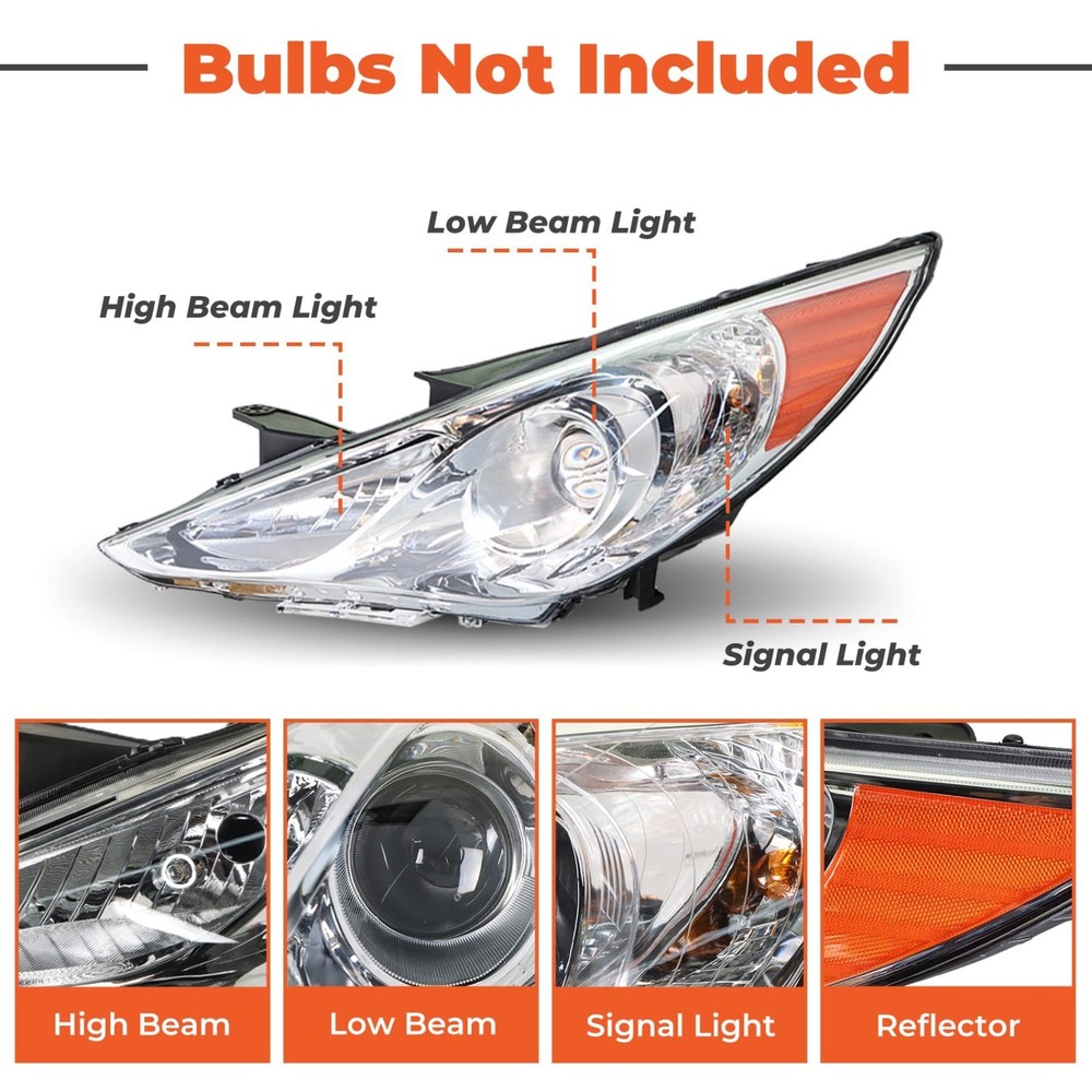 labwork Headlights Lamps Replacement for Sonata 2011-2014 Projector Headlight...