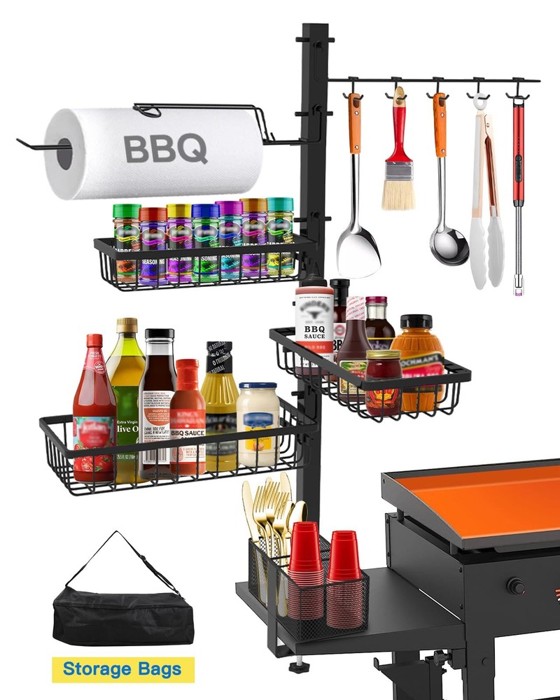 Griddle Caddy Organizer for Blackstone Accessories, BBQ Grill Black