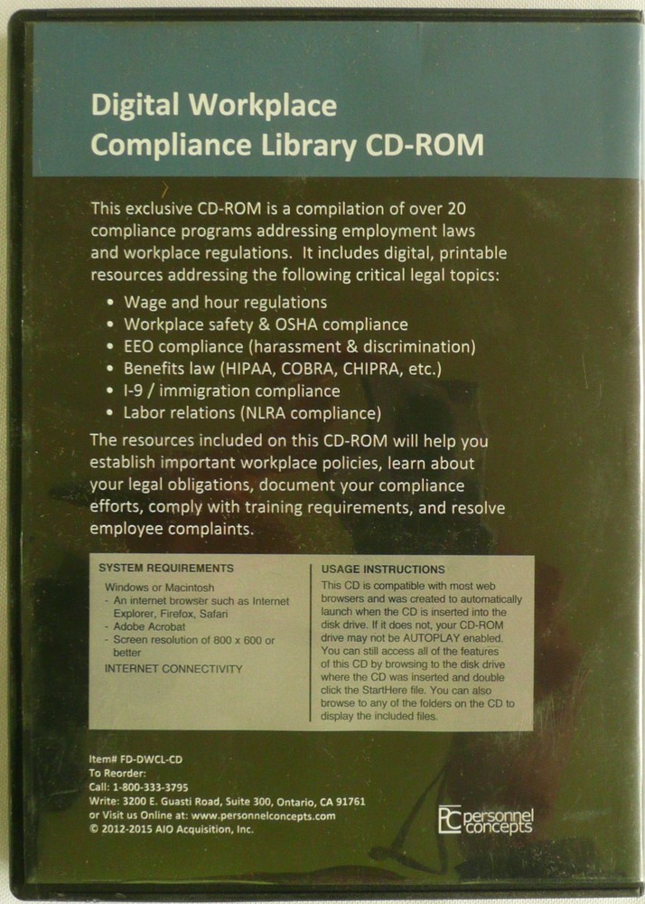 Digital Workplace Compliance Library CD-ROM Personnel Concepts