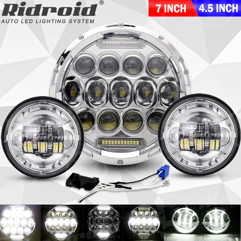 7" LED Headlight & 4.5" Passing Lights for Harley-Davidson Dyna Switchback FLD