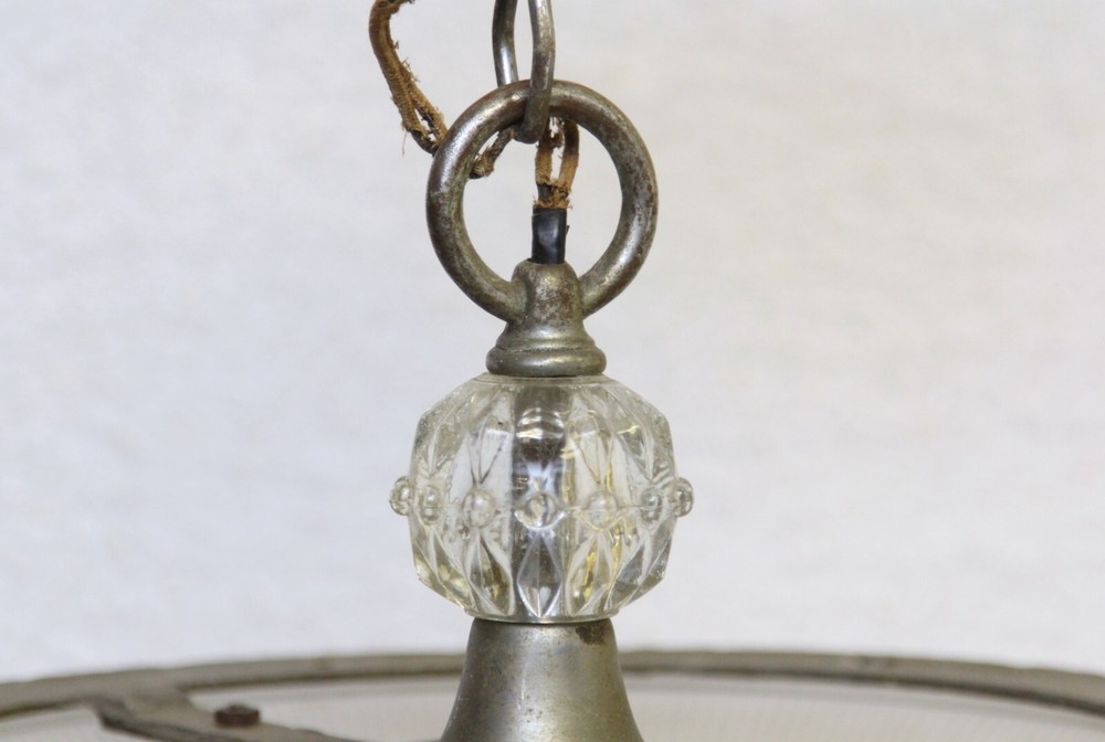 Art Deco Glass & Metal Pendant Light