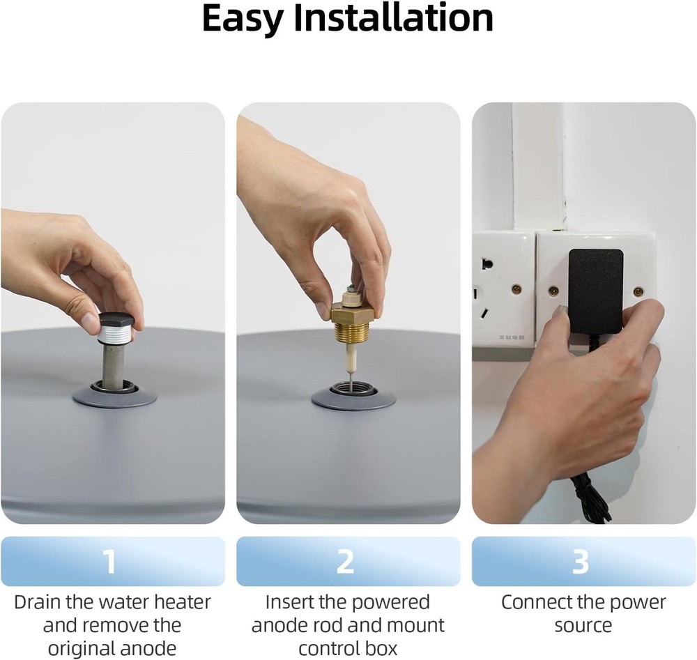 Powered Anode Rod for All RV / Home Water Heater - Stops Rotten Egg Smell