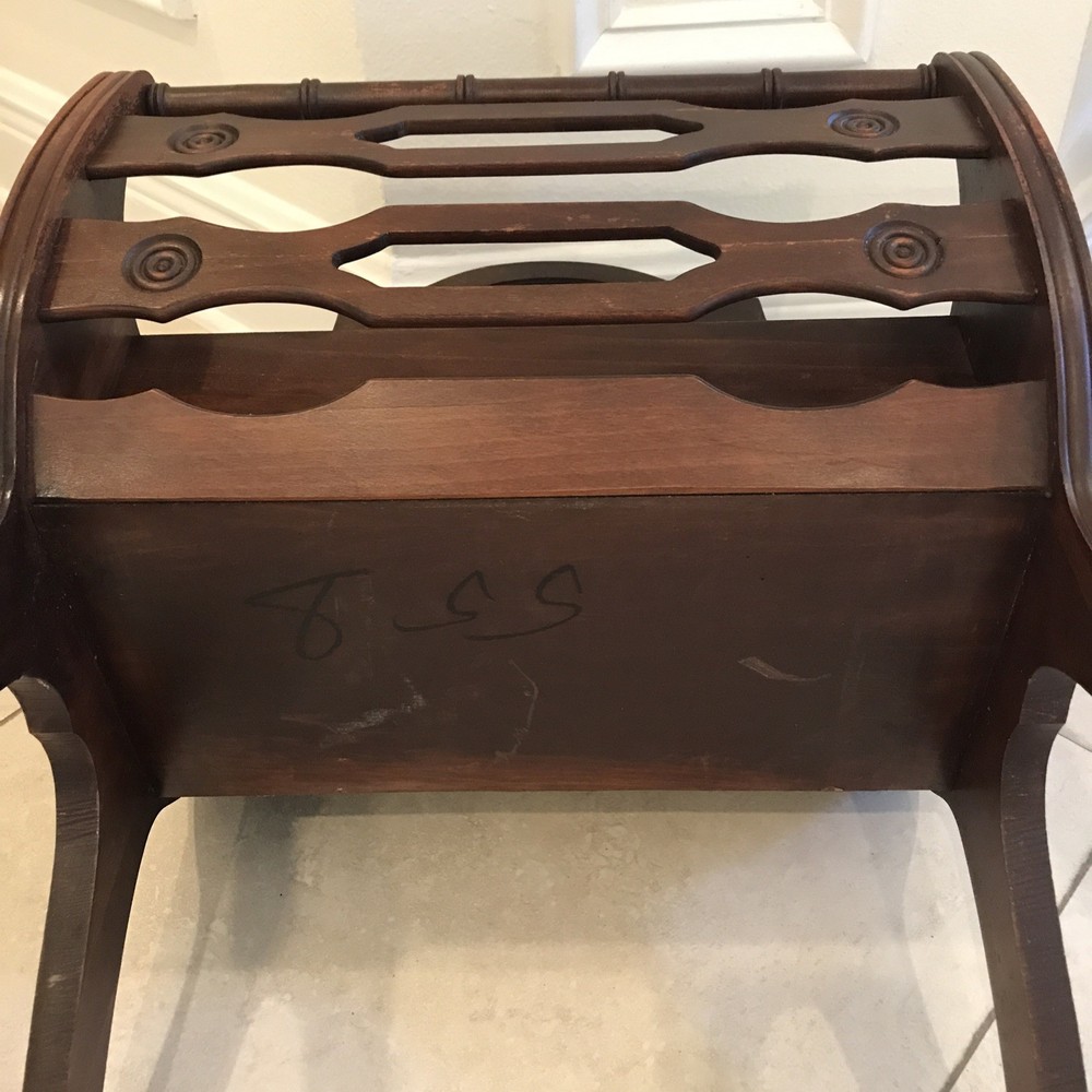 Antique / Vintage Cherry Wood Magazine Rack Solid Wood . ￼