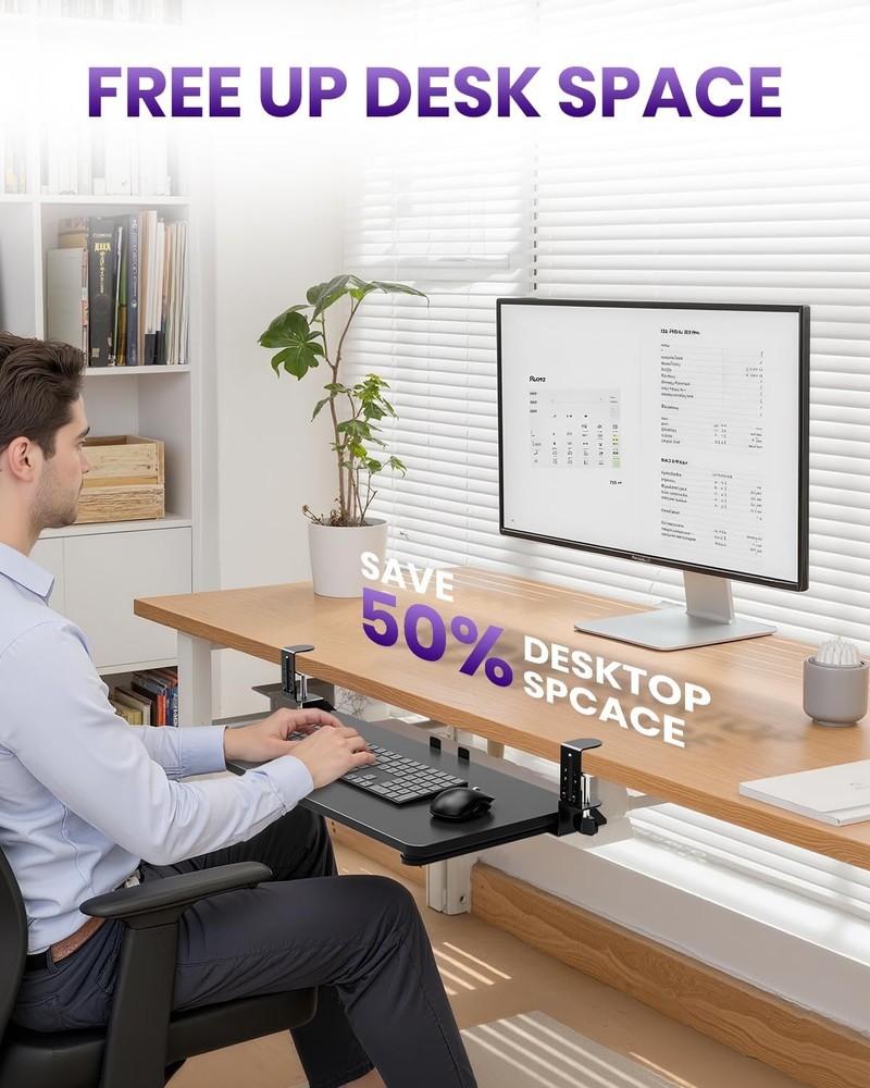 Under Desk Keyboard Tray Slide Out Mount