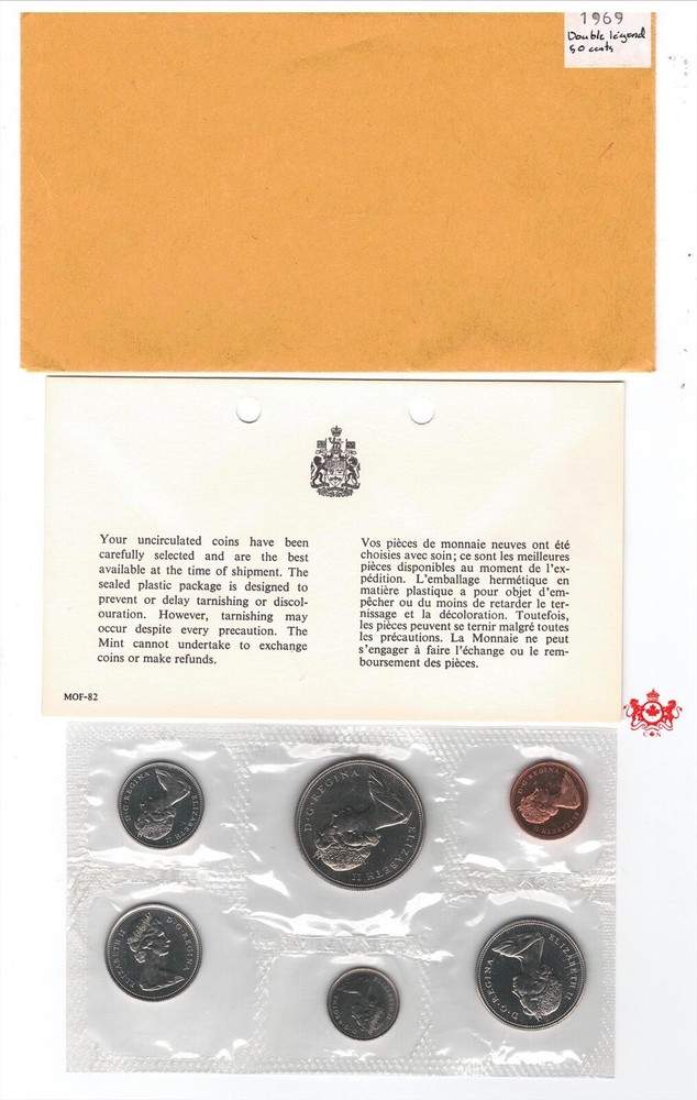 1969 Canada Proof Like Set - Double Legend 50 Cents -