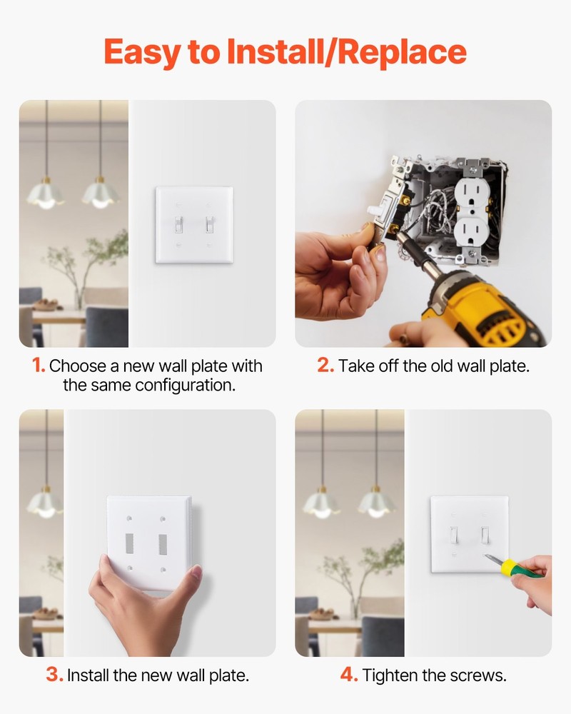 Toggle Light Switch Wall Plates 2-Gang Switch Electrical Outlet Covers Sta