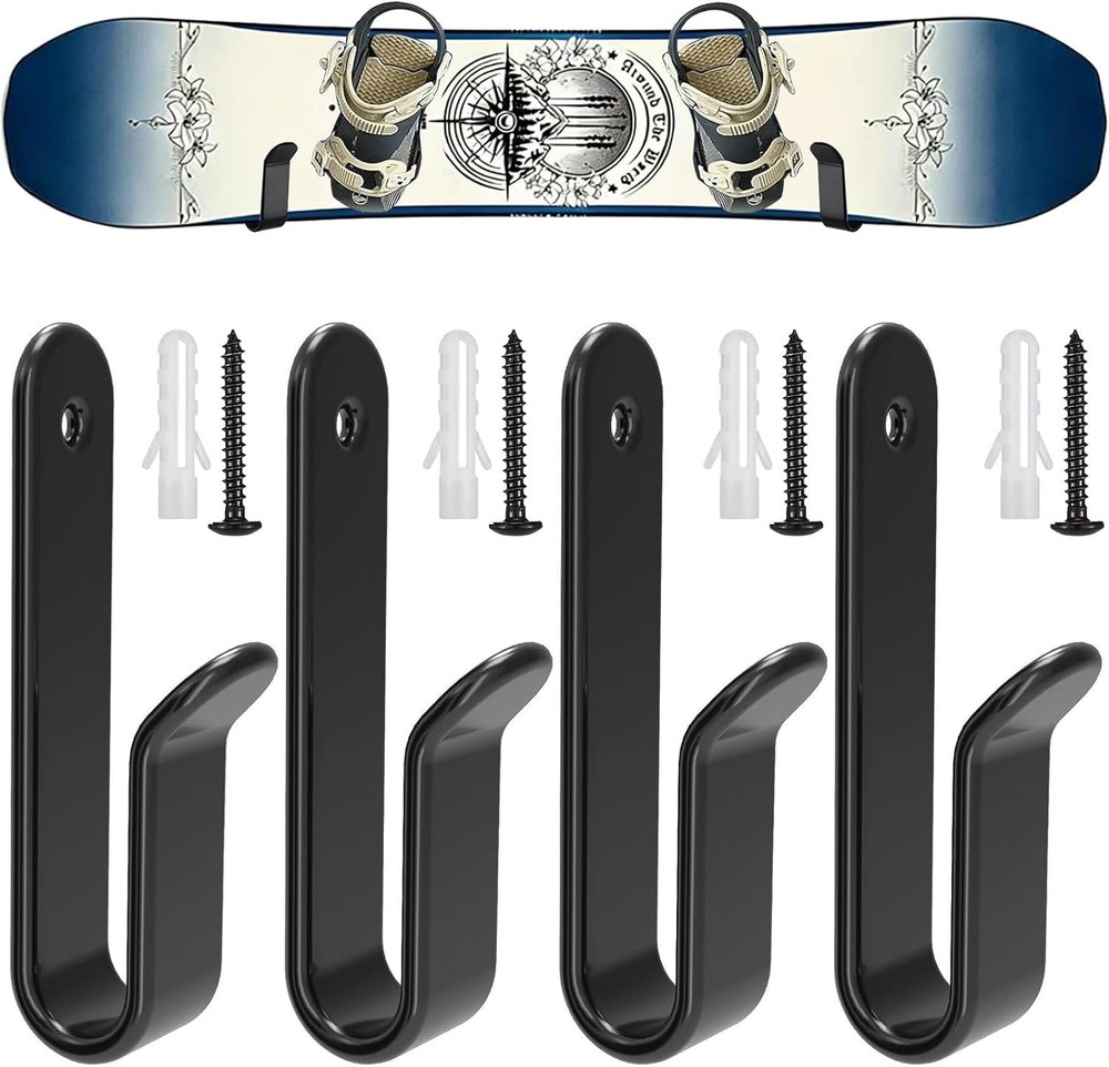 4 Pack Snowboard Wall Mount Clips, Horizontal Skateboard Wall Mount, Snowboard D