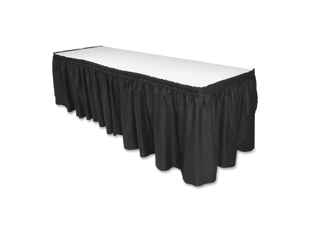 Table Skirting Pleated Polyester 29"x14 ft. Black