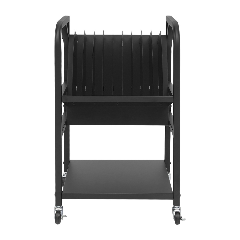 Mobile Laptop Storage Cart 2 Tier with Charging for Classroom Office