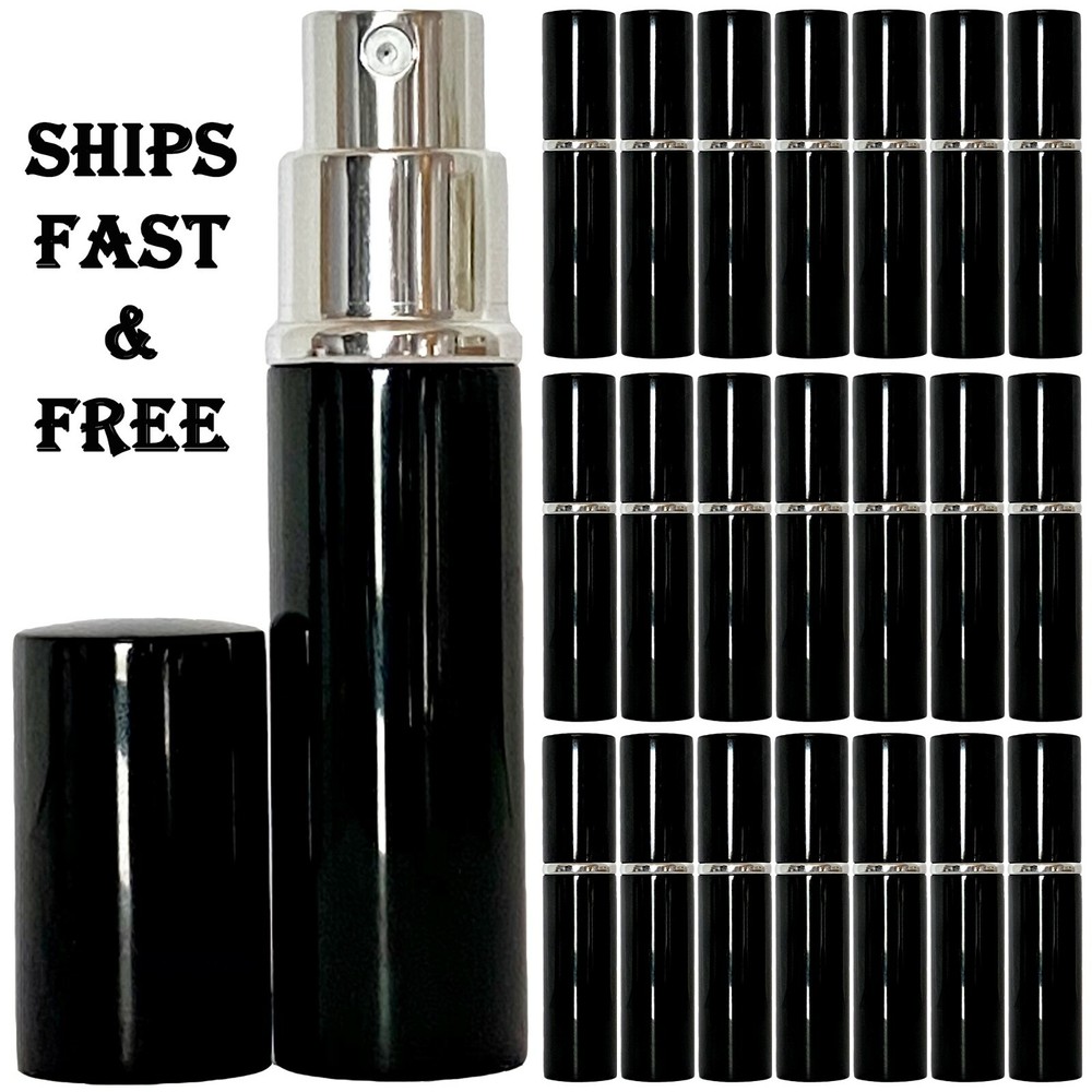 6ml 0.20oz empty perfume spray glass bottles silver atomizer black casing