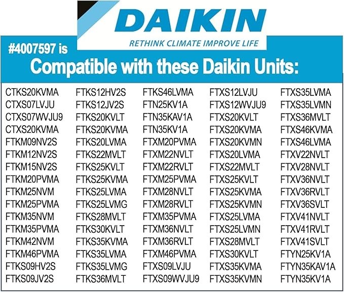Daikin 4007597 Mini Split Air Filter 2-Pack OEM AC Replacement Filter