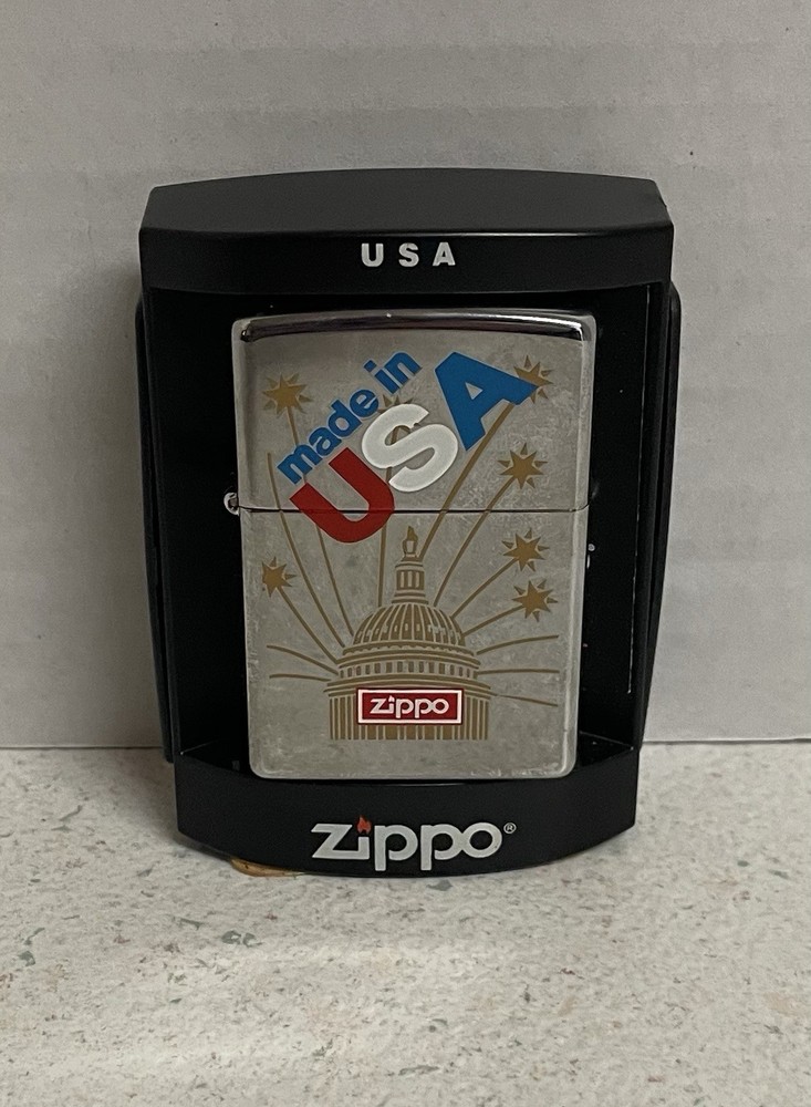 Zippo USA Made In USA Script Logo Lighter New In Box Unfired