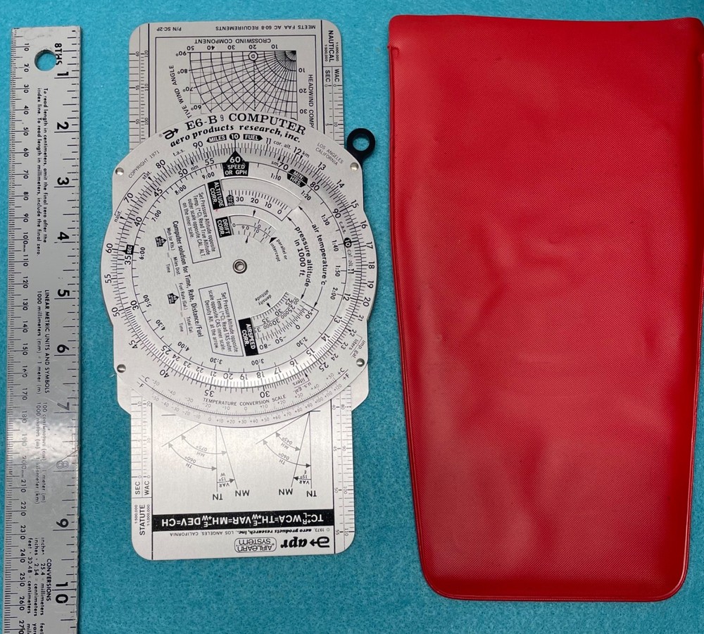 Aero Products E6-B Flight Computer, Large Aluminum, Case & Manual