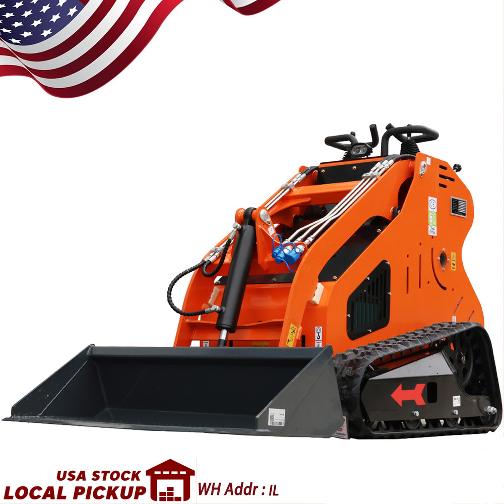 USA STOCK, 13.5HP Mini Skid Steer Loader Orange, B&S engine Multi-functional
