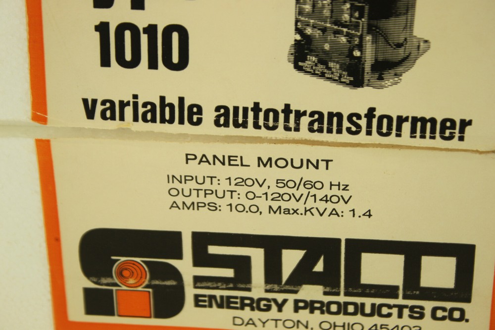 STACO ENERGY 1010 VARIABLE AUTOTRANSFORMER PANEL MOUNT NEW