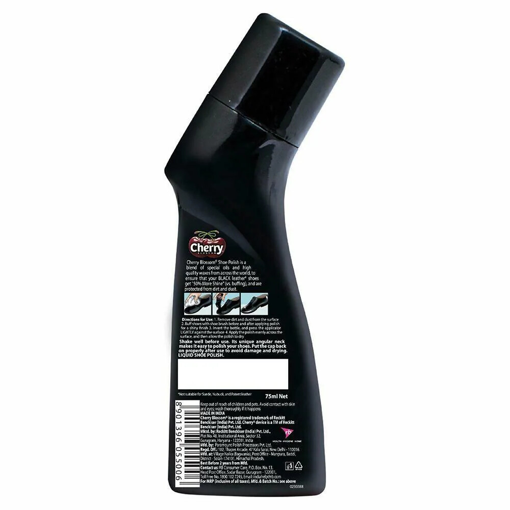 Cherry Blossom Black Liquid Shoe Polish 75ML