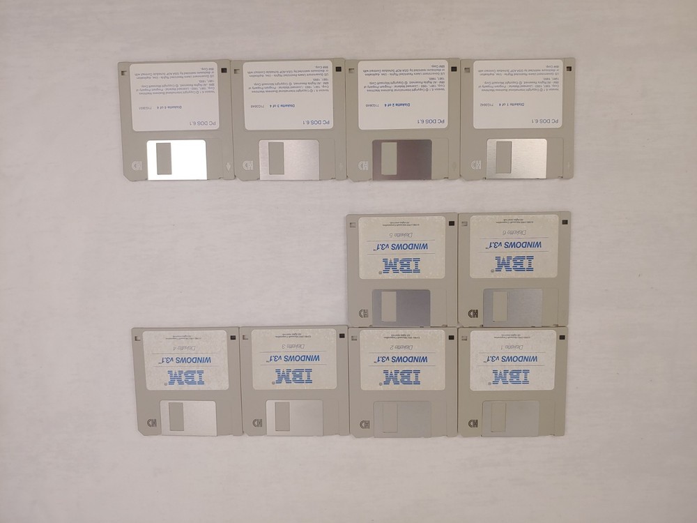 IBM branded Microsoft Windows 3.1 & PC DOS 6.1 Floppy Discs 3.5" OEM