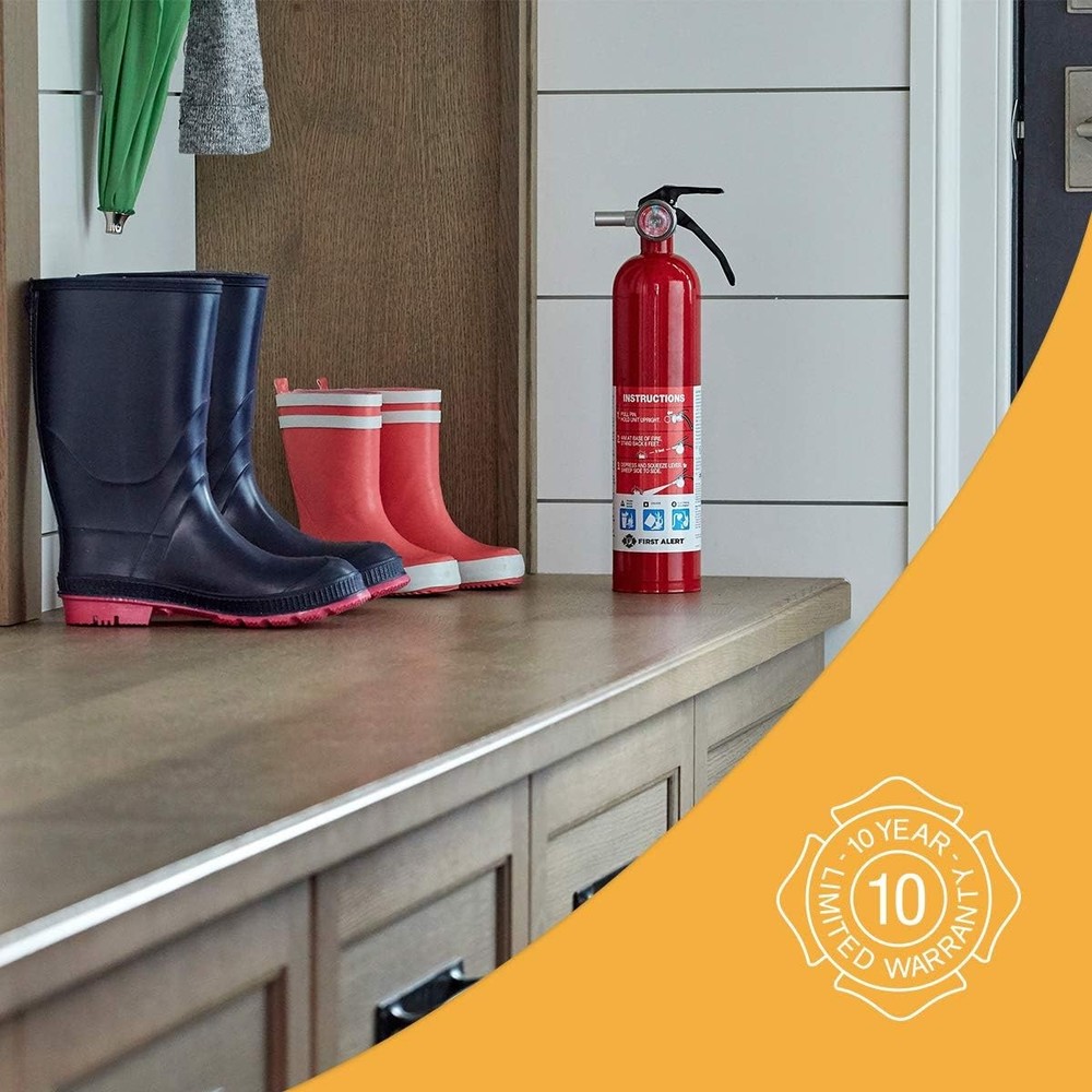 First Alert Fire Extinguisher for Home, Standard Rechargeable Compliance Unit...