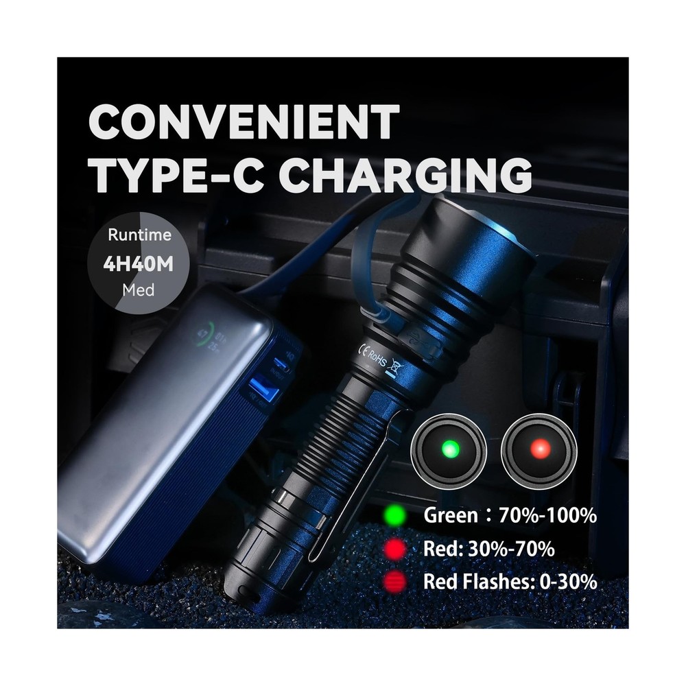 sofirn SK40 Tactical Flashlight 3200 Lumens, Rechargeable EDC Flash... Fast Ship