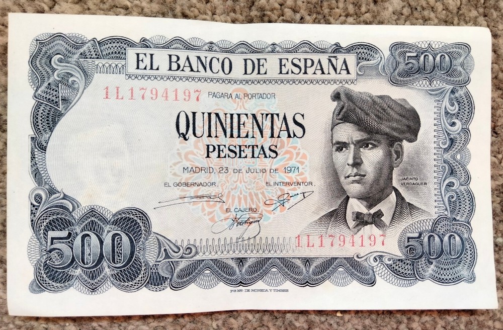 Spain 500 Pesetas 1971 P-153a  EF+