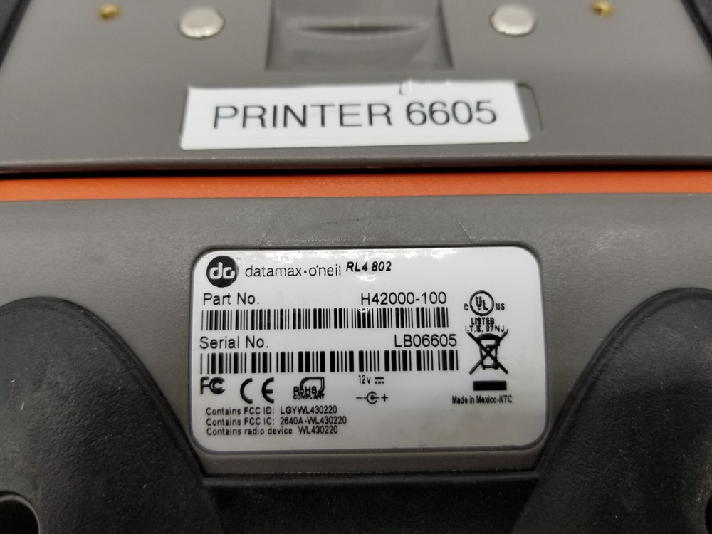 Datamax O'neil RL4 802 Thermal Barcode Printer Parts (Powers On, No Battery)