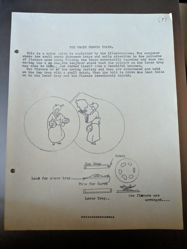 Vintage Magic Trick Instructions - The Magic Flower Trays