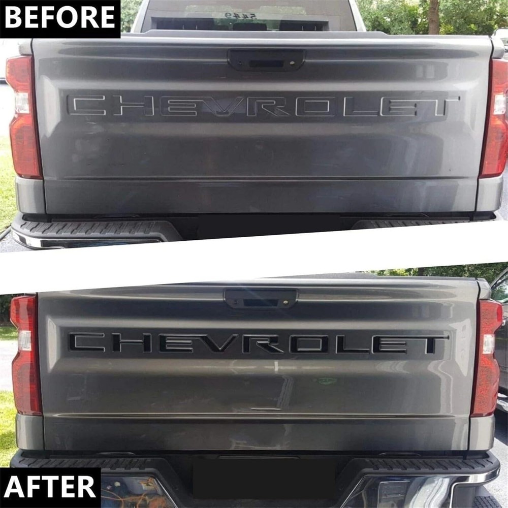Matte Black 3D Raised Tailgate Letter Inserts for Silverado 2019-2025